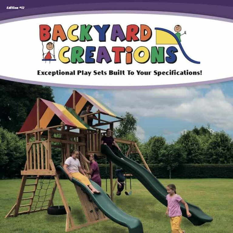 Backyard Creations swing with children playing