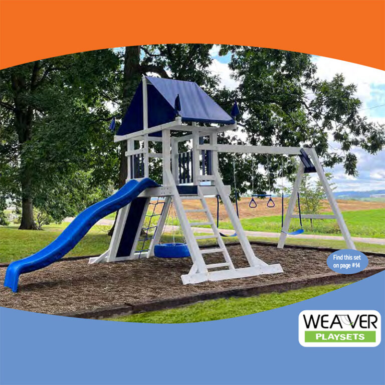 Weaver playset with swing and playhouse